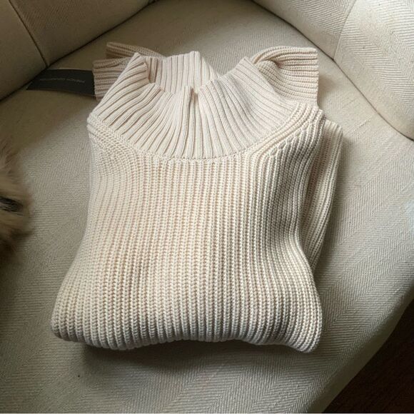 FRENCH CONNECTION Mozart Cotton Mock Neck Relaxed fit Sweater Size Medium NWT - Picture 4 of 14